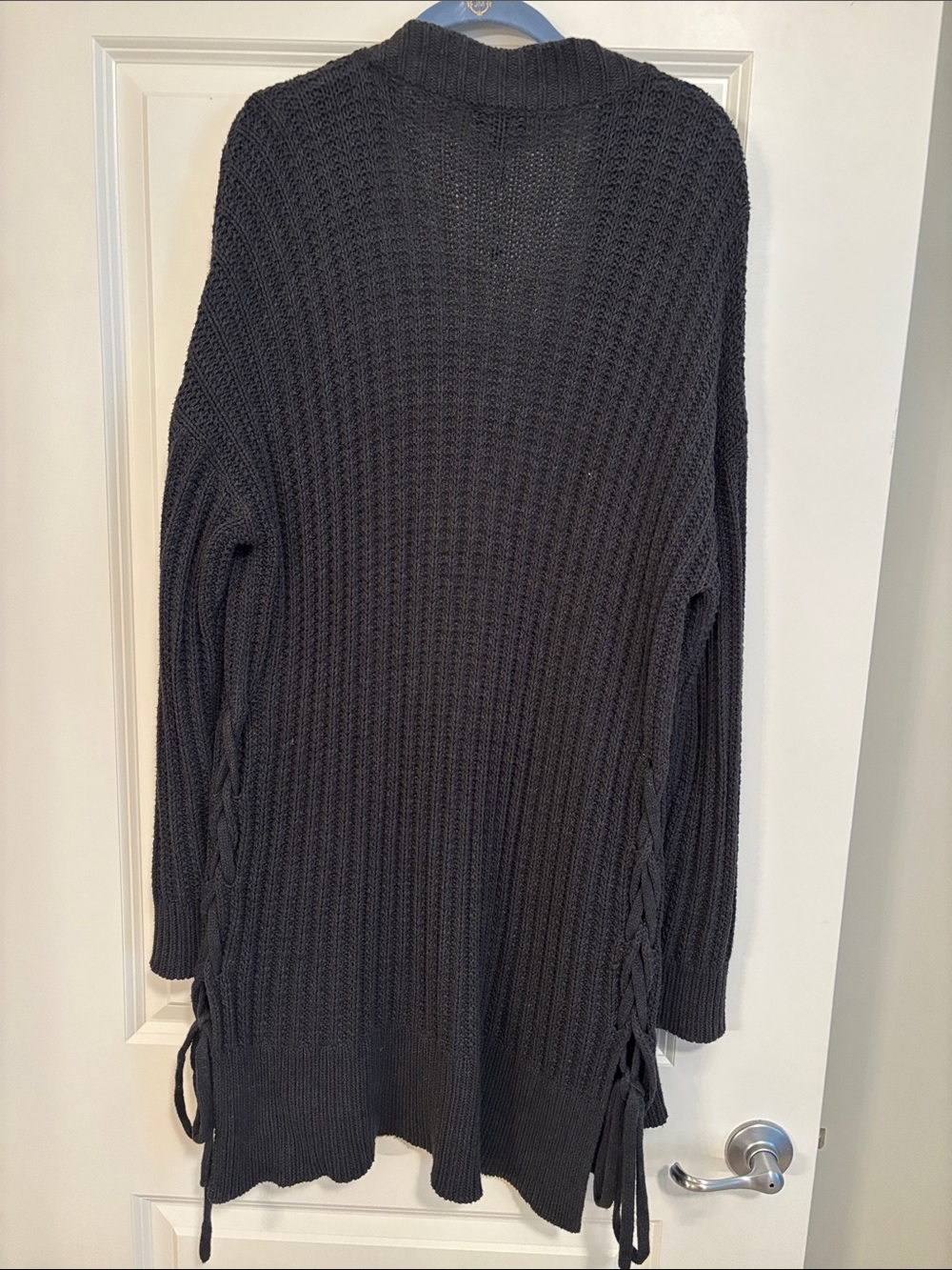 Express Charcoal Gray Open-Front Ribbed Cardigan - Picture 3 of 3